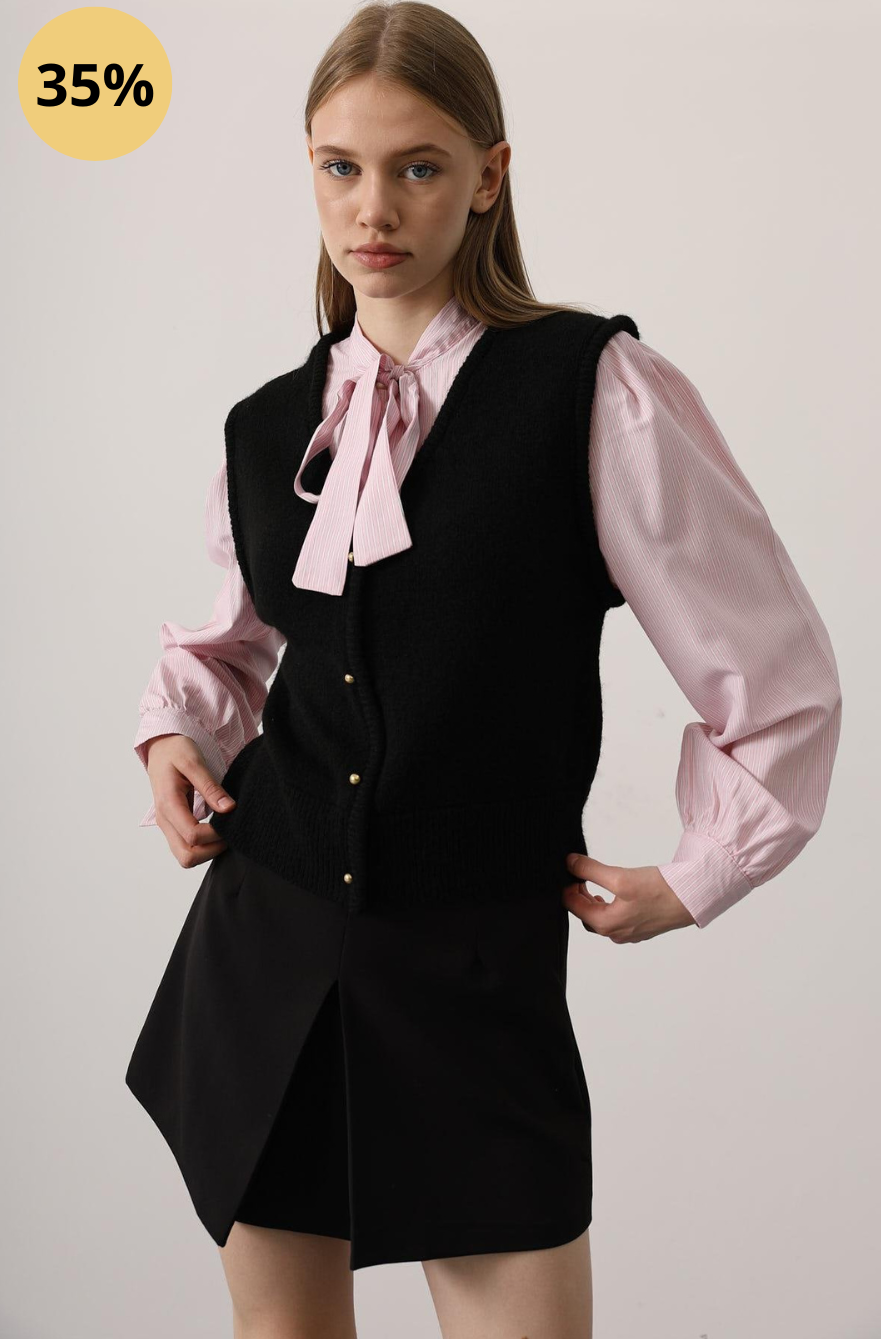 Chaleco con Mangas de Camisa Rosa