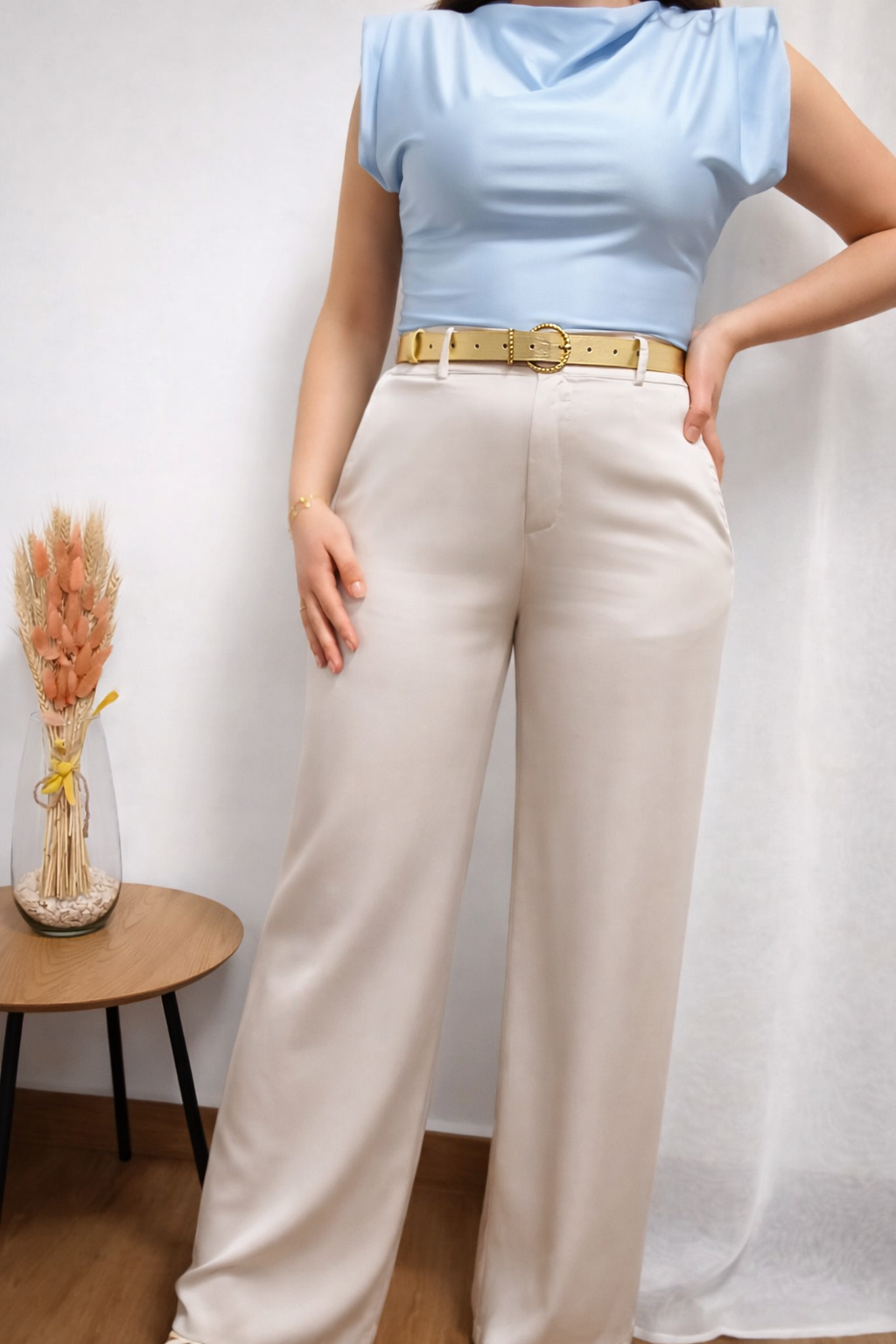 Pantalón Raso Beige