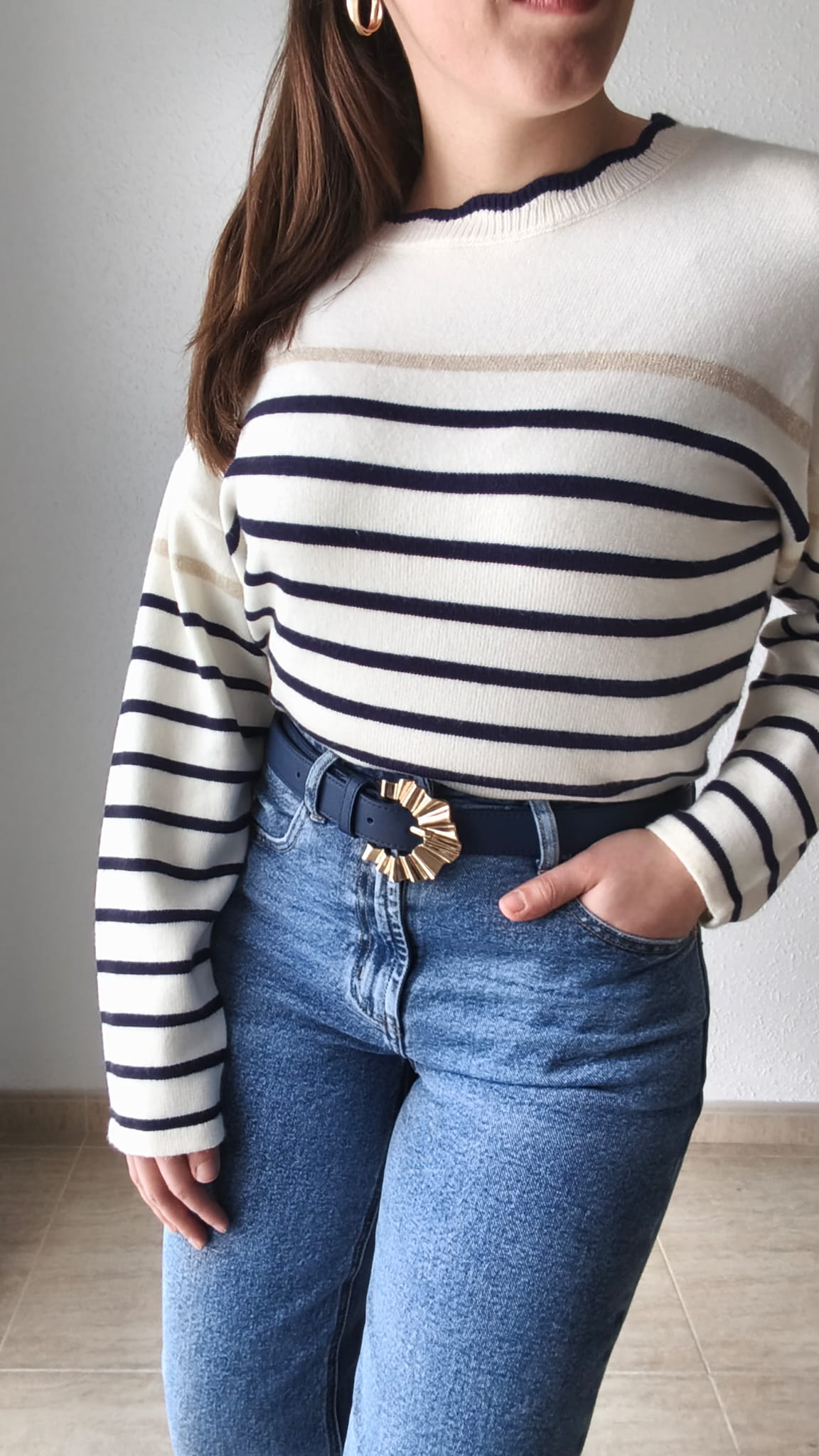 Jersey de Rayas Beige